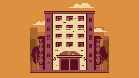 图片素材-扁平酒店公寓楼房建筑场景-14