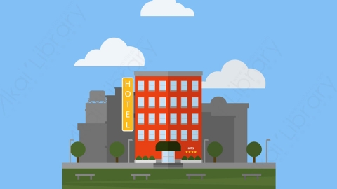 图片素材-扁平酒店公寓楼房建筑场景-3