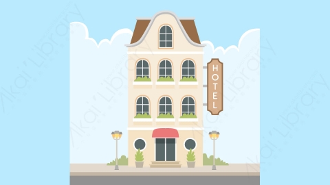 图片素材-扁平酒店公寓楼房建筑场景-7