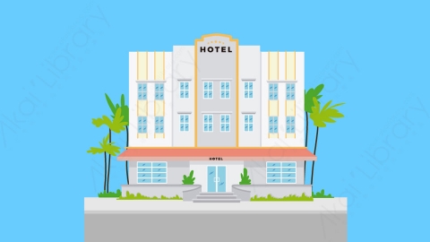 图片素材-扁平酒店公寓楼房建筑场景-11