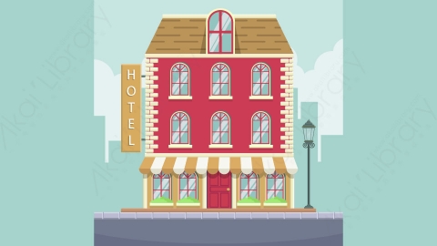 图片素材-扁平酒店公寓楼房建筑场景-22