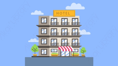 图片素材-扁平酒店公寓楼房建筑场景-27