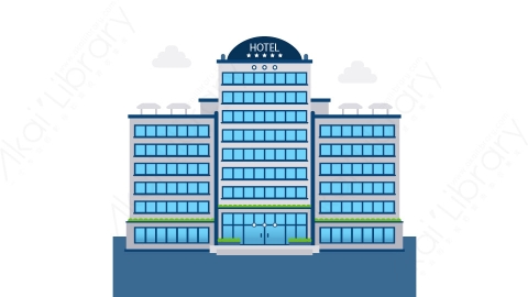 图片素材-扁平酒店公寓楼房建筑场景-6