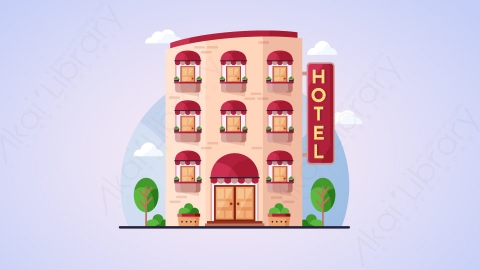 图片素材-扁平酒店公寓楼房建筑场景-14