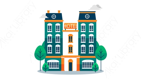 图片素材-扁平酒店公寓楼房建筑场景-15