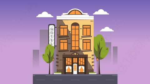 图片素材-扁平酒店公寓楼房建筑场景-17