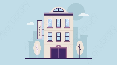 图片素材-扁平酒店公寓楼房建筑场景-19