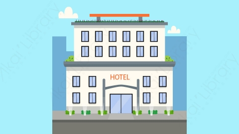 图片素材-扁平酒店公寓楼房建筑场景-2