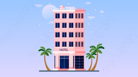 图片素材-扁平酒店公寓楼房建筑场景-25