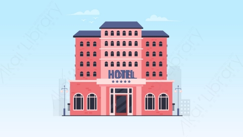 图片素材-扁平酒店公寓楼房建筑场景-26