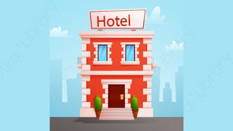 图片素材-扁平酒店公寓楼房建筑场景-3