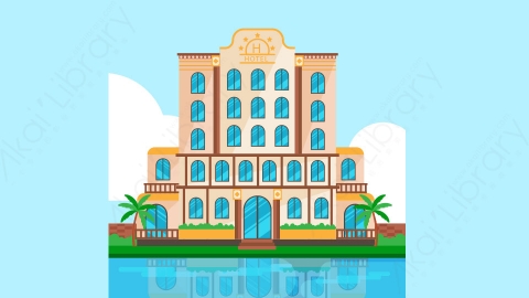 图片素材-扁平酒店公寓楼房建筑场景-4