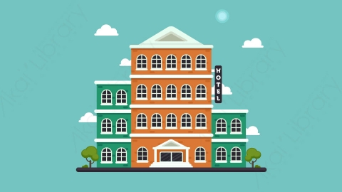 图片素材-扁平酒店公寓楼房建筑场景-7