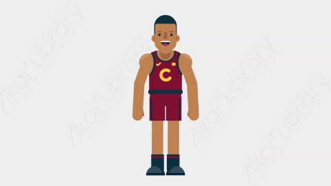 AE模板-BASKETBALL PLAYER 01 Basic竞技体育篮球运动员基本动作扁平运动人物职业角色