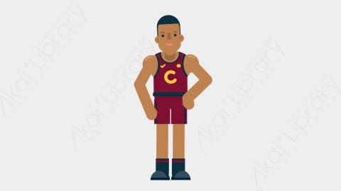 AE模板-BASKETBALL PLAYER 02 Applause竞技体育篮球运动员掌声欢呼扁平运动人物职业角色