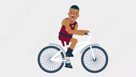 AE模板-BASKETBALL PLAYER 04 Bicycle竞技体育篮球运动员骑自行车扁平运动人物职业角色