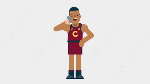 AE模板-BASKETBALL PLAYER 05 Call竞技体育篮球运动员打电话扁平运动人物职业角色