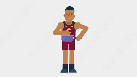 AE模板-BASKETBALL PLAYER 07 Cooking竞技体育篮球运动员做饭烹饪扁平运动人物职业角色