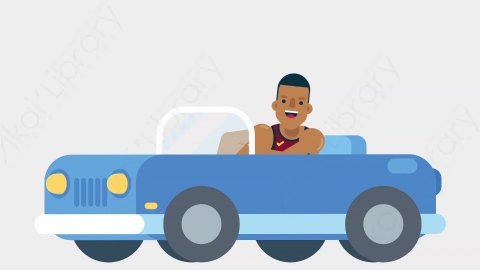 AE模板-BASKETBALL PLAYER 12 Driving竞技体育篮球运动员开车驾驶扁平运动人物职业角色