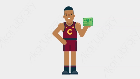 AE模板-BASKETBALL PLAYER 17 Losing Money竞技体育篮球运动员赔钱亏损扁平运动人物职业角色