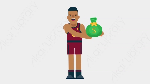 AE模板-BASKETBALL PLAYER 19 Giving竞技体育篮球运动员给予赠送扁平运动人物职业角色