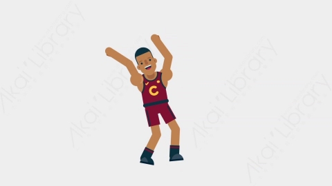 AE模板-BASKETBALL PLAYER 23 Happy Jump竞技体育篮球运动员跳跃开心的跳扁平运动人物职业角色
