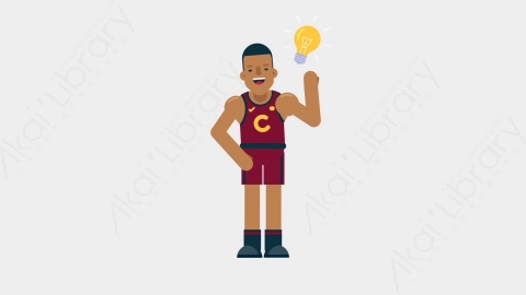 AE模板-BASKETBALL PLAYER 28 Idea竞技体育篮球运动员有主意想法扁平运动人物职业角色