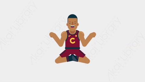 AE模板-BASKETBALL PLAYER 33 Meditation竞技体育篮球运动员冥想沉思扁平运动人物职业角色