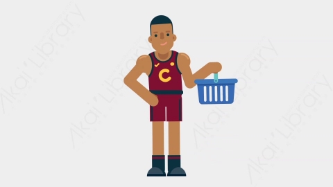 AE模板-BASKETBALL PLAYER 54 Shopping竞技体育篮球运动员购物扁平运动人物职业角色