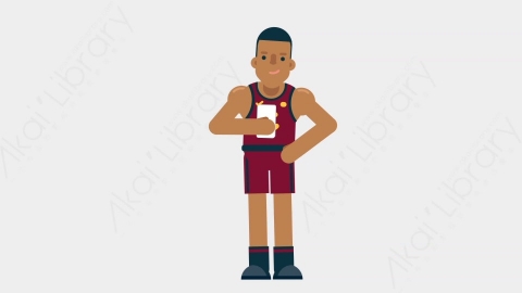 AE模板-BASKETBALL PLAYER 63 Standing w Phone竞技体育篮球运动员手持电话扁平运动人物职业角色