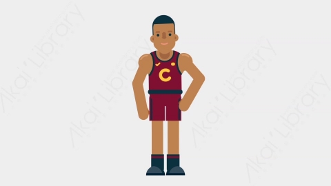 AE模板-BASKETBALL PLAYER 72 Tie竞技体育篮球运动员整理领带扁平运动人物职业角色