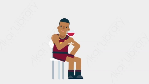 AE模板-BASKETBALL PLAYER 80 Wine Toast竞技体育篮球运动员喝红酒扁平运动人物职业角色