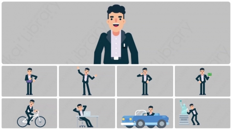 AE模板-OFFICE MANAGER商业办公室主管扁平人物商务角色