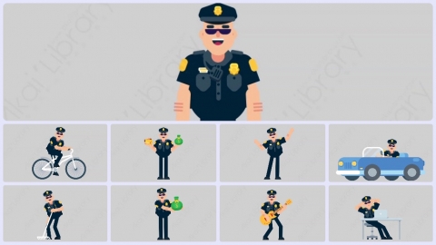 AE模板-POLICE 警官警察扁平人物职业角色