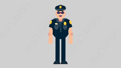AE模板-POLICE 01 Basic警官警察基本动作扁平人物职业角色