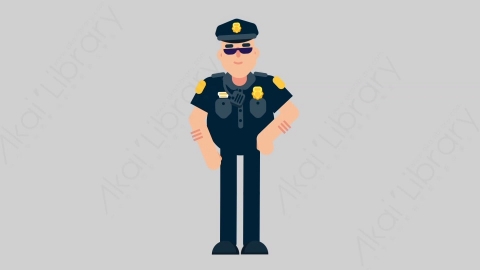 AE模板-POLICE 02 Applause警官警察掌声欢呼扁平人物职业角色