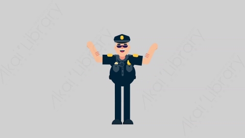 AE模板-POLICE 03 Applause 2警官警察掌声欢呼扁平人物职业角色