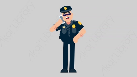 AE模板-POLICE 05 Call警官警察打电话扁平人物职业角色
