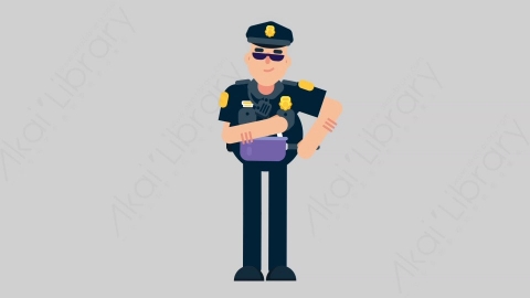AE模板-POLICE 07 Cooking警官警察做饭烹饪扁平人物职业角色