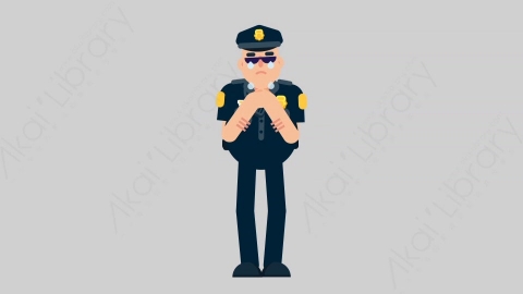 AE模板-POLICE 08 Crying警官警察悲伤哭泣扁平人物职业角色