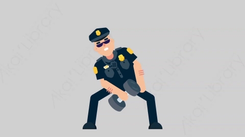 AE模板-POLICE 14 Exercise警官警察锻炼运动扁平人物职业角色
