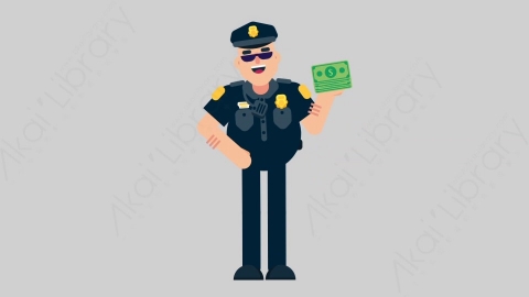 AE模板-POLICE 16 Gain Money警官警察赚钱扁平人物职业角色