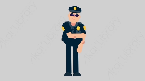 AE模板-POLICE 21 Handshake 1警官警察握手扁平人物职业角色