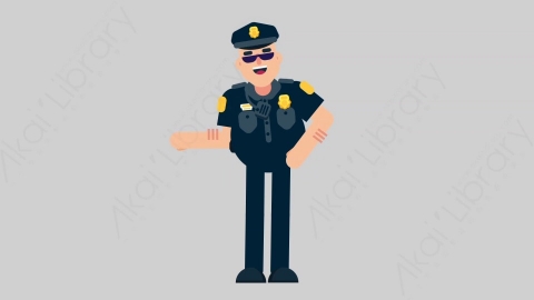 AE模板-POLICE 22 Handshake 2警官警察握手扁平人物职业角色