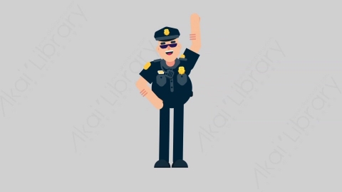 AE模板-POLICE 24 Hello警官警察打招呼扁平人物职业角色