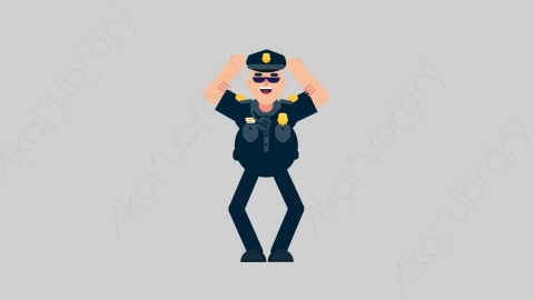 AE模板-POLICE 26 Cheering警官警察欢呼喝彩扁平人物职业角色