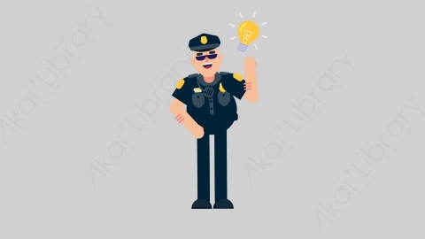 AE模板-POLICE 28 Idea警官警察有主意想法扁平人物职业角色