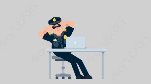 AE模板-POLICE 31 Typing on PC 2警官警察在电脑上打字扁平人物职业角色