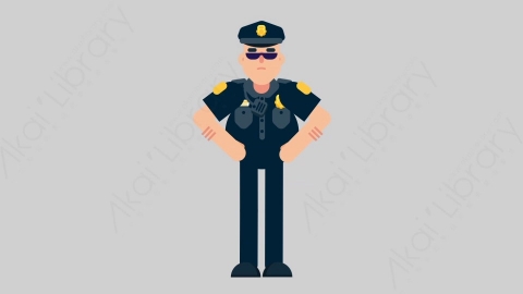 AE模板-POLICE 35 No警官警察否认扁平人物职业角色