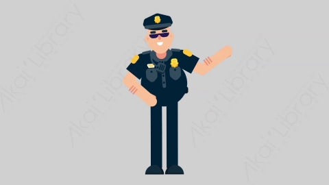 AE模板-POLICE 38 Pointing警官警察指向指点扁平人物职业角色
